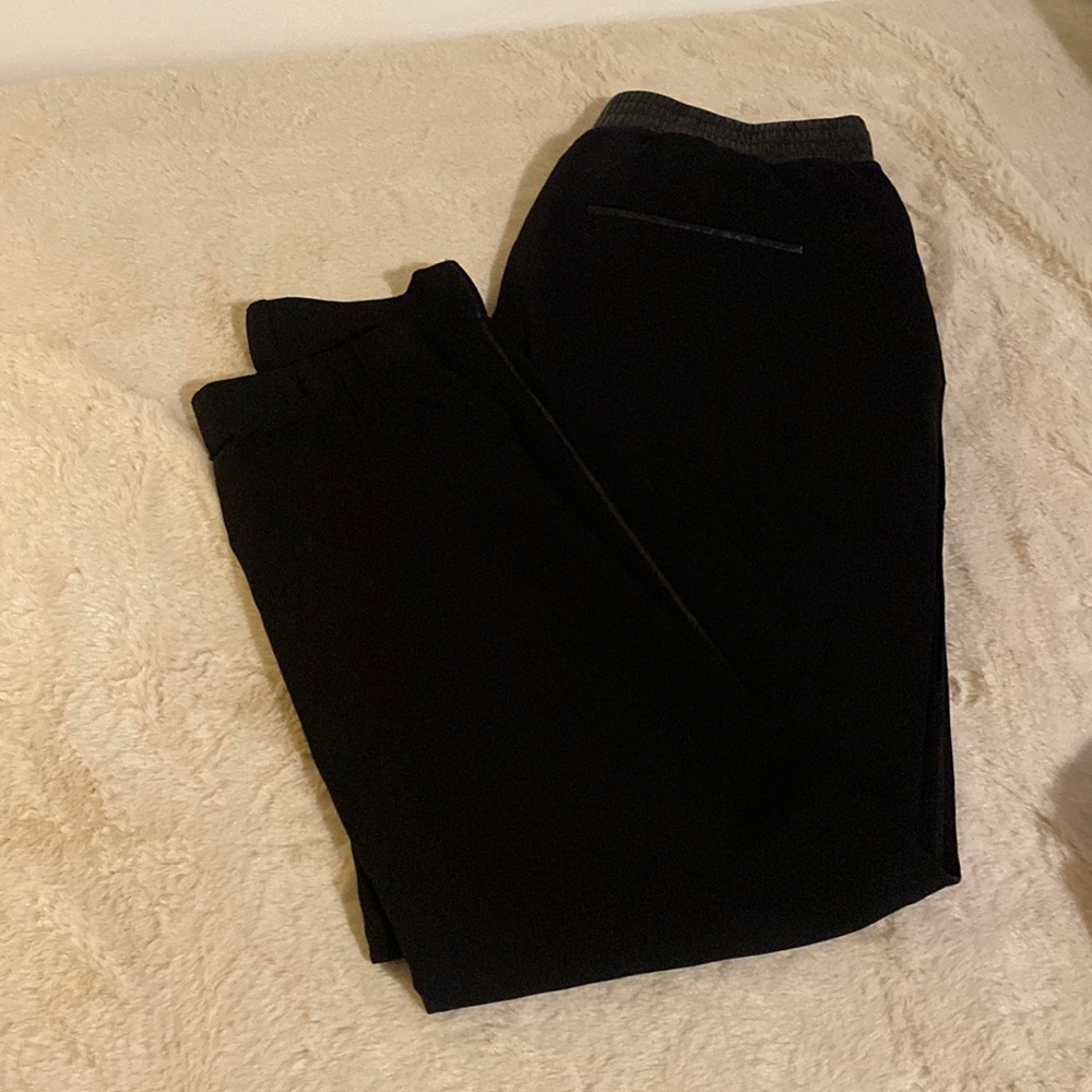 size Med Forever 21 black faux leather trimmed joggers